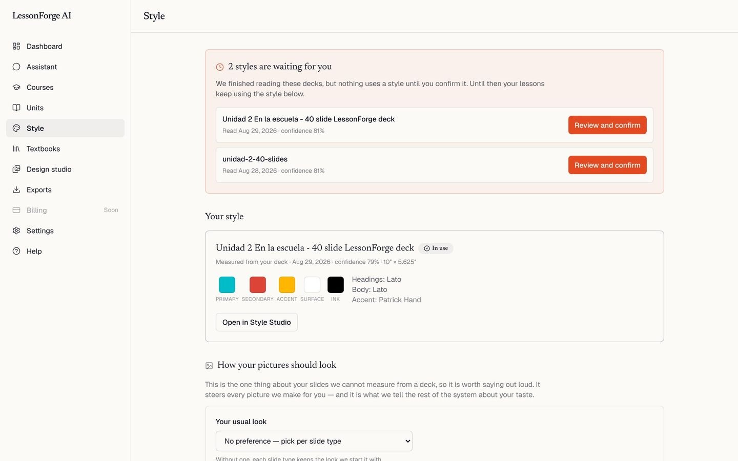 LessonForge AI screen