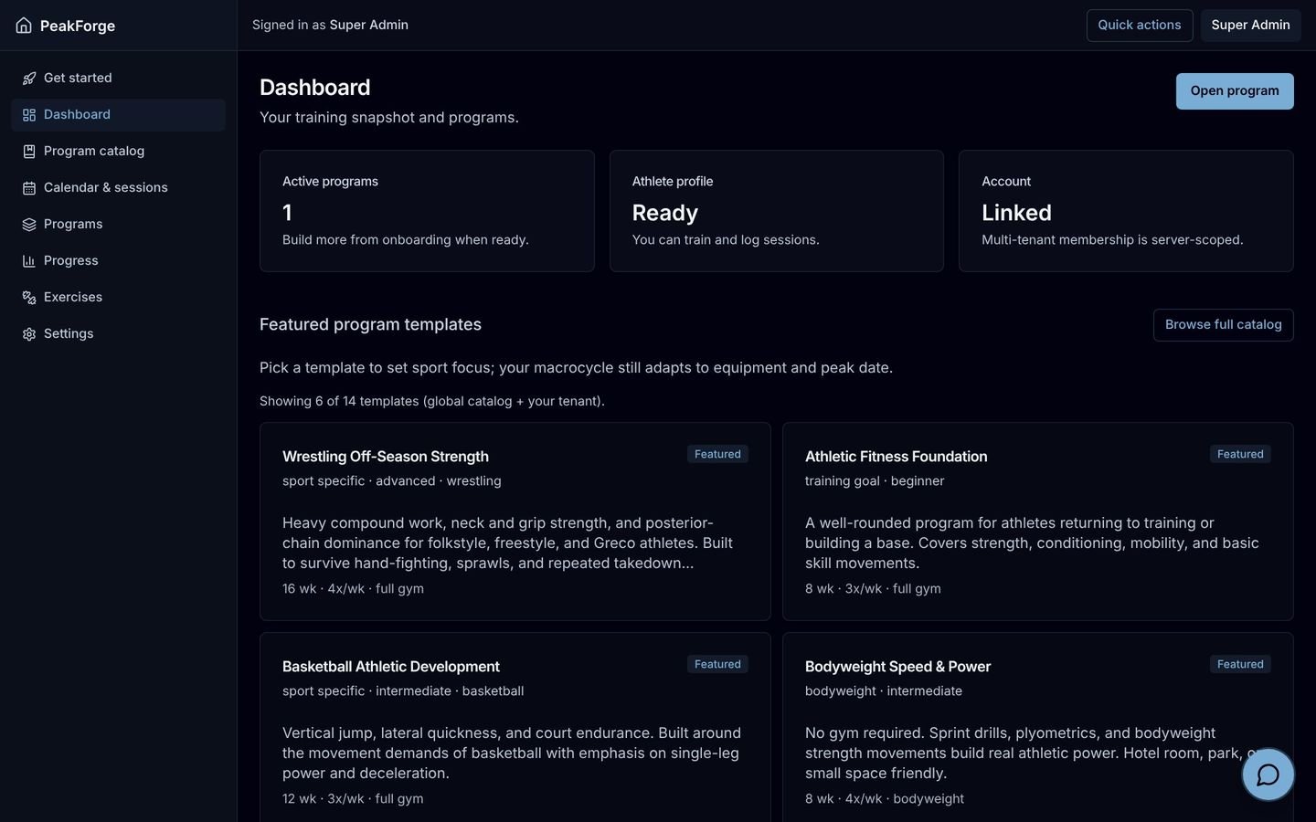 PeakForge AI screen